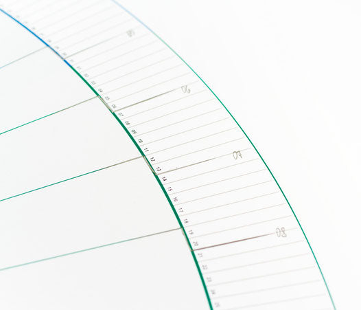 Circular Calendar with Handwritten Markings for Different Weeks