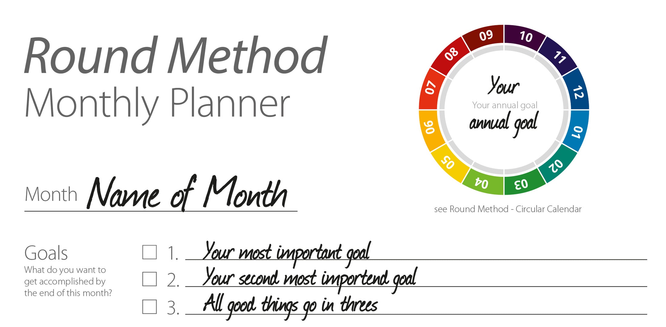 Monthly Planner 2025 Printed Amp PDF The Round Method